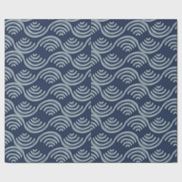 GIFT WRAPPING PAPER BLUE JAPANESE WAVE PATTERN ラッピングペーパー