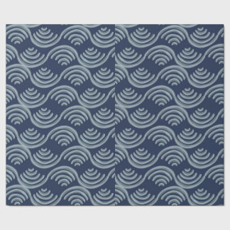 GIFT WRAPPING PAPER BLUE JAPANESE WAVE PATTERN ラッピングペーパー