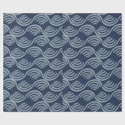 GIFT WRAPPING PAPER BLUE JAPANESE WAVE PATTERN ラッピングペーパー (シーム)