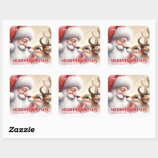 Giftable Personalized Santa Rudolph Christmas Kids スクエアシール (シート)