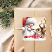 Giftable Personalized Santa Rudolph Christmas Kids スクエアシール