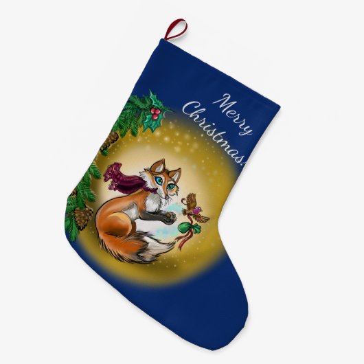 Giftingのキツネの休日 ラージクリスマスストッキング (正面 (吊り時))