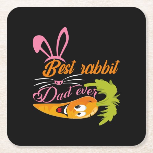 Gifts Dad | Best Rabbit Dad Ever スクエアペーパーコースター (正面)
