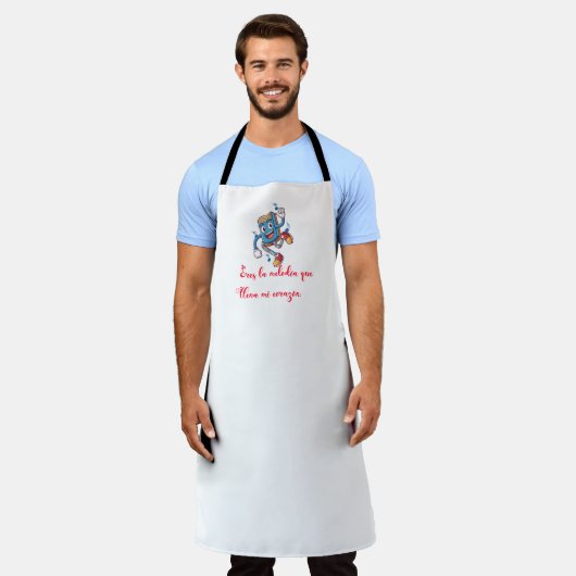 Gifts for Valentine day funny melody エプロン (着用した状態)