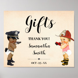 Gifts Little Recruit on the Way Baby Shower Sign ポスター
