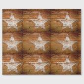 Giftwrapの動揺してな木製の穀物の色彩の鮮やかで白い星 ラッピングペーパー (フラット)