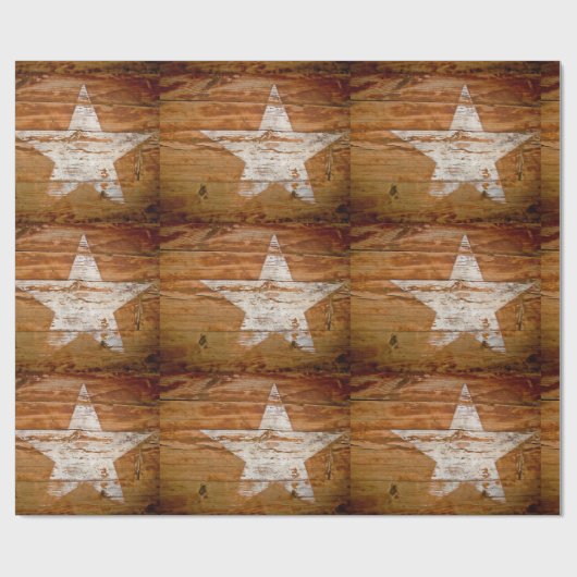 Giftwrapの動揺してな木製の穀物の色彩の鮮やかで白い星 ラッピングペーパー (フラット)