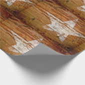 Giftwrapの動揺してな木製の穀物の色彩の鮮やかで白い星 ラッピングペーパー (角)