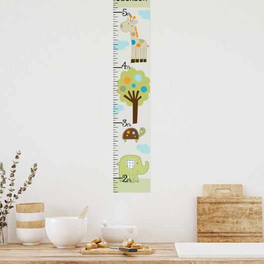 Giggleパーソナライズされた集団動物の成長グラフ ポスター (キッチン)