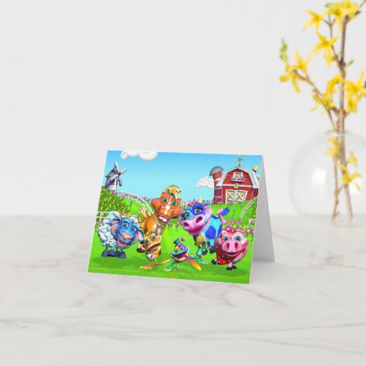 GiggleBellieの家畜のメッセージカード カード (黄色い花)