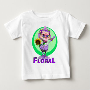 GiggleBelliesの花柄猿 ベビーTシャツ
