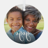 Gigiおばあちゃんのスクリプトオーバーレイ ガラスオーナメント (裏面)