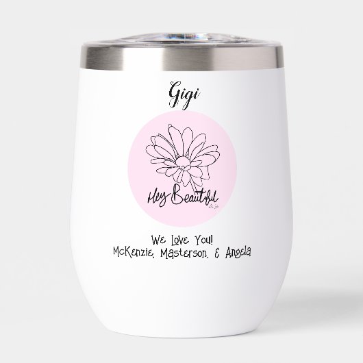 Gigiねえ美しいピンクの家族の写真のウォーターボトル (正面)