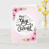 Gigiの誕生日-世界w/Flowersの最も最高のなGigi カード (黄色い花)