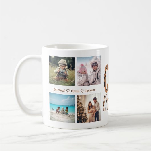 Gigiモード8写真コラージュおばあちゃんヒョウ印刷 コーヒーマグカップ (左)