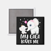 Gigi母の上にかわいい象子供へのTee マグネット (正面/裏面)