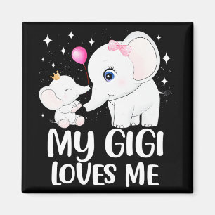Gigi母の上にかわいい象子供へのTee マグネット