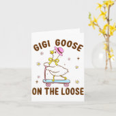 Gigi Goose On The Loose Funny Birthday Matching Fa カード (黄色い花)