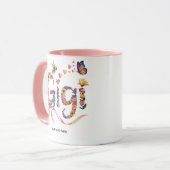 Gigi Grandma T-Shirt – Floral Name Tee with Bow –  マグカップ (正面左)