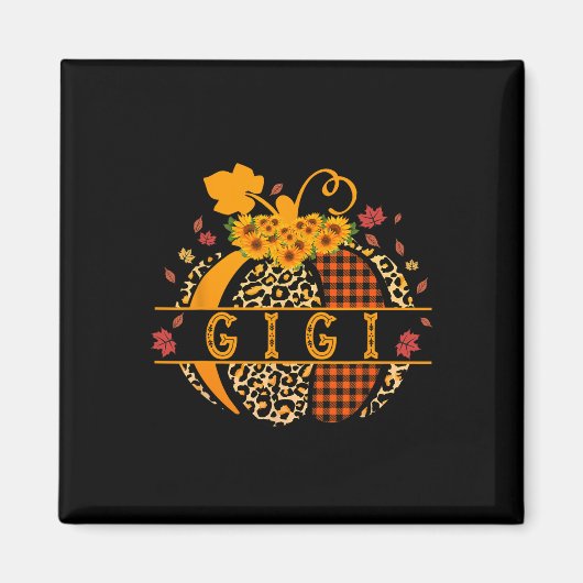 Gigi Leopard Print PumpkinおばあちゃんGigi Women マグネット (正面)