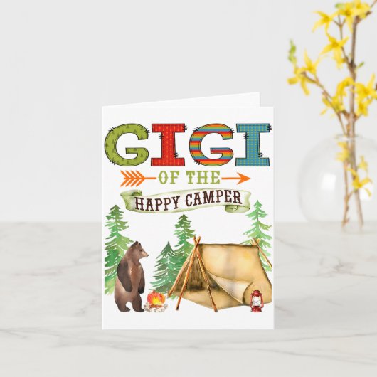 Gigi Of The Happy Camper First Birthday Camng カード (黄色い花)