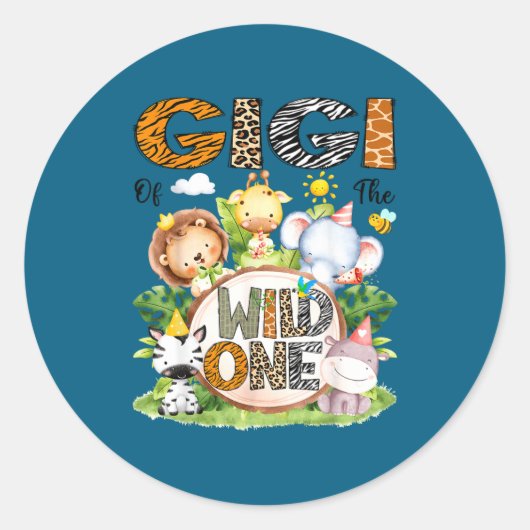 Gigi Wild 1st Birthday Safari ラウンドシール (正面)