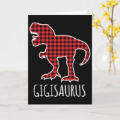 Gigisaurus Buffalo Plaid Dinosaur Funny Matching C カード (黄色い花)
