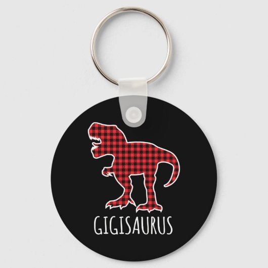 Gigisaurus Buffalo Plaid Dinosaur Funny Matching C キーホルダー (正面)