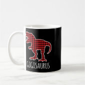 Gigisaurus Buffalo Plaid Dinosaur Funny Matching C コーヒーマグカップ (左)
