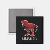 Gigisaurus Buffalo Plaid Dinosaur Funny Matching C マグネット (正面/裏面)