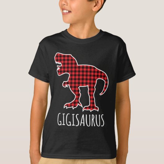 Gigisaurus Buffalo Plaid Dinosaur Funny Matching C Tシャツ (正面)