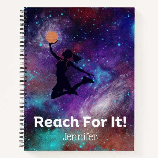 Giirls Basketball Motivational Spiral Notebook ノートブック (正面)
