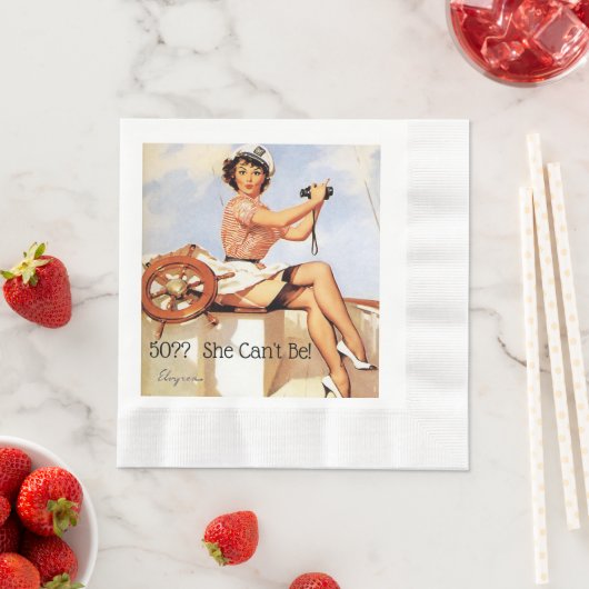 Gil Elvgrenは帽子の双眼鏡を着用してピン留め 縁ありランチョンナプキン (インサイチュ)