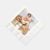 Gil Elvgrenは帽子の双眼鏡を着用してピン留め 縁ありランチョンナプキン (角)