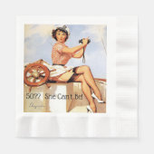 Gil Elvgrenは帽子の双眼鏡を着用してピン留め 縁ありランチョンナプキン (正面)