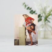 Gil Elvgren – 爽やかなリフト – ヴィンテージピン留め ポストカード (スタンド正面)