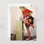 Gil Elvgren – 爽やかなリフト – ヴィンテージピン留め ポストカード (正面/裏面)