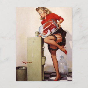 Gil Elvgren – 爽やかなリフト – ヴィンテージピン留め ポストカード