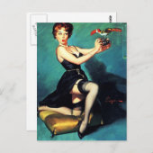 Gil Elvgren - Ruffled Feather -ヴィンテージピン留め ポストカード (正面/裏面)