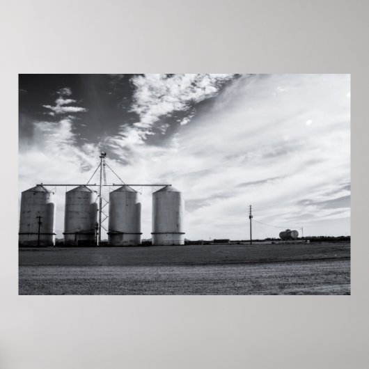 Gilbert Arizona Silos in Black and White Poster ポスター (正面)