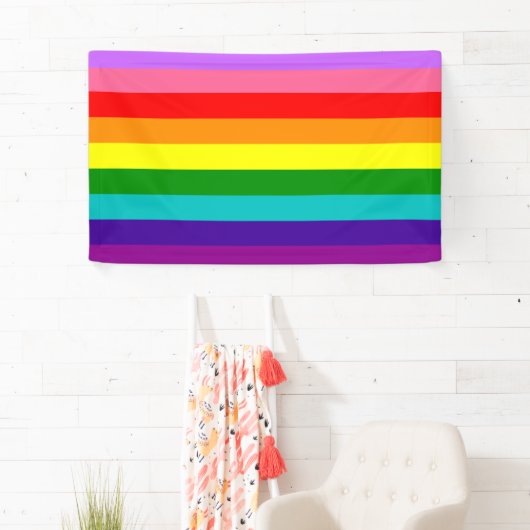 Gilbert Baker’s 9-Stripe Rainbow Flag  横断幕 (インサイチュ)