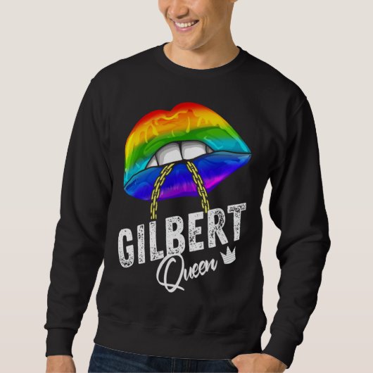 Gilbert Queen LGBTQ Gay Pride Flag Lips Rainbow Me スウェットシャツ (正面)