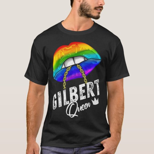 Gilbert Queen LGBTQ Gay Pride Flag Lips Rainbow Me Tシャツ (正面)