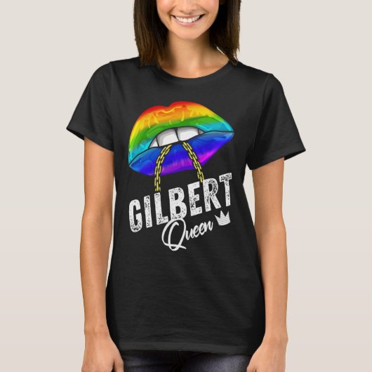 Gilbert Queen LGBTQ Gay Pride Flag Lips Rainbow Me Tシャツ (正面)