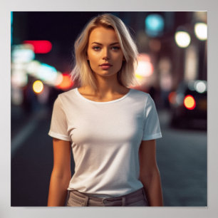 Gildan Tシャツのポスターを着たブロンドのモデル ポスター