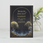 Gilded Arch Midnight Starry Forest Wedding 招待状 (スタンド正面)