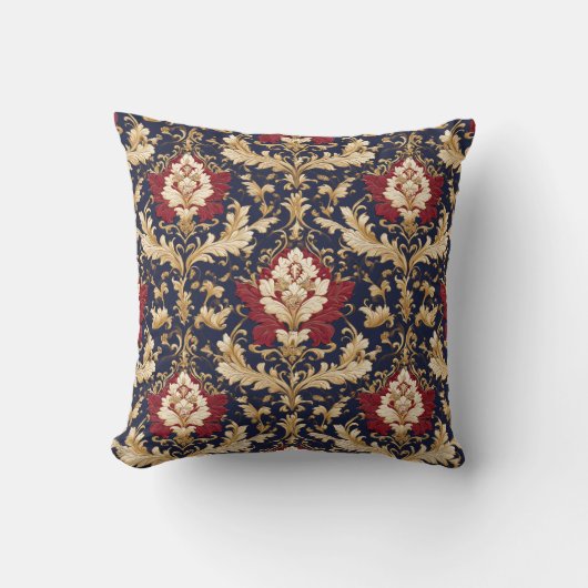 Gilded Art Nouveau Floral Damask クッション (正面)