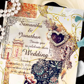 Gilded Baroque Mexican Lace Romance Wedding 招待状