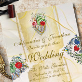 Gilded Baroque Sacred Heart Mexican Wedding 招待状