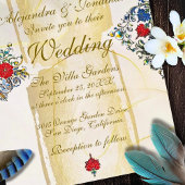 Gilded Baroque Sacred Heart Mexican Wedding 招待状